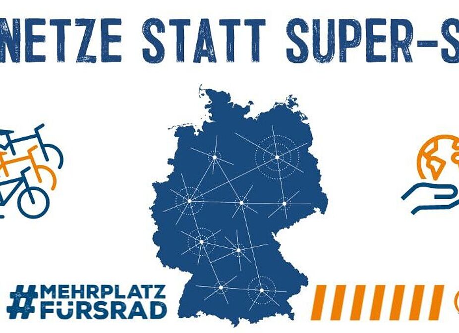 ADFC-Sharepic Twitter Radnetze statt Super-Stau ADFC fordert "Radnetze statt Super-Stau"